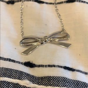Kate spade silver look bow necklace